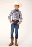 Roper Girls Long Sleeve Snap Ltbu Chocolate White Plaid Western Shirt - Roper - Flyclothing LLC