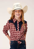 Roper Girls Long Sleeve Snap Red Navy And Cream Small Scale Plaid Western Shirt - Roper - Flyclothing LLC