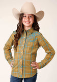 Roper Girls Long Sleeve Snap Butterscotch Turquoise Plaid Western Shirt - Roper - Flyclothing LLC