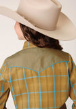 Roper Girls Long Sleeve Snap Butterscotch Turquoise Plaid Western Shirt - Roper - Flyclothing LLC