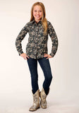 Roper Girls Long Sleeve Snap Vintage Dark Floral Print Western Shirt - Roper - Flyclothing LLC