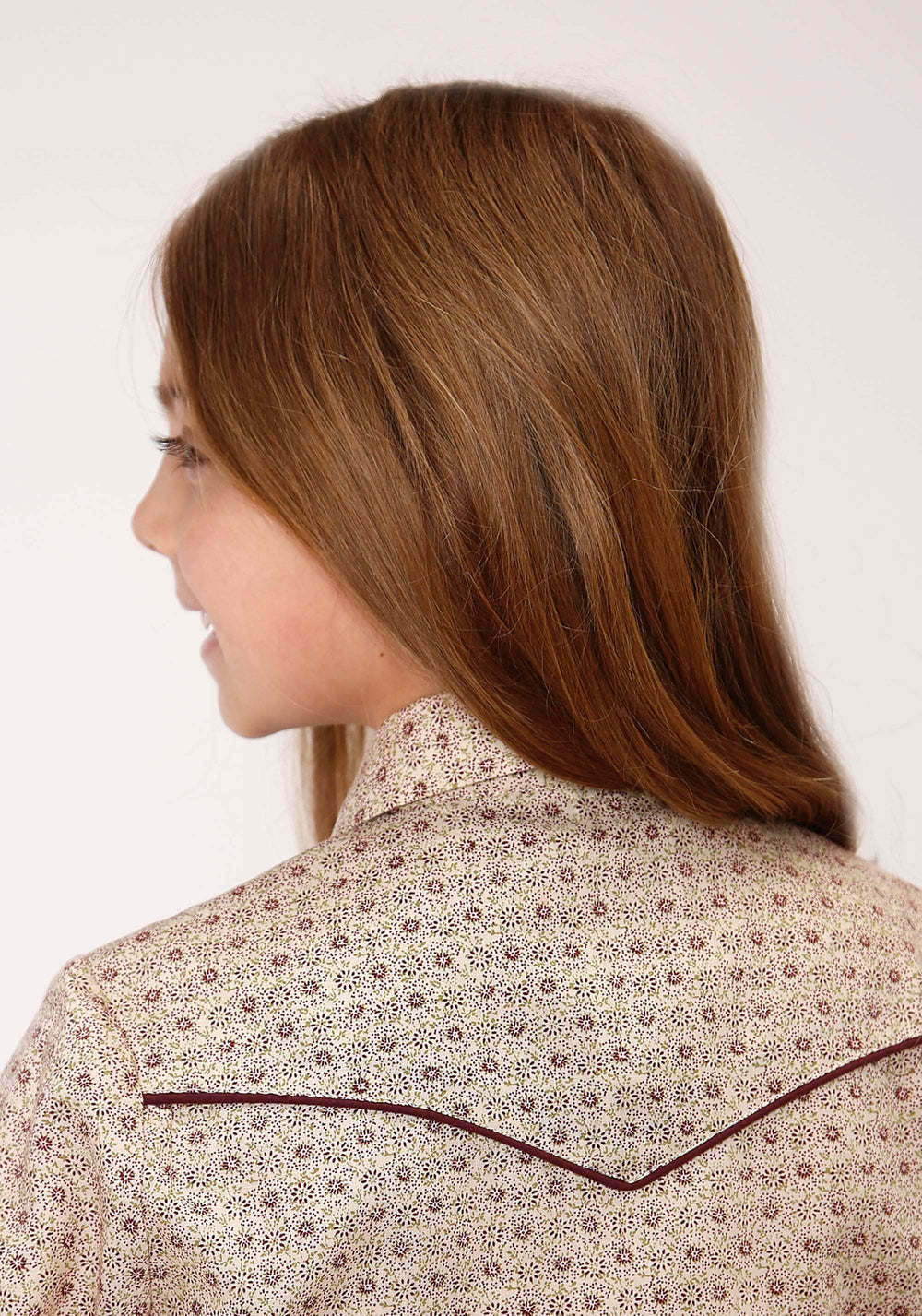 Roper Girls Long Sleeve Snap Beige And Rust Vintage Floral Print Western Shirt - Roper - Flyclothing LLC