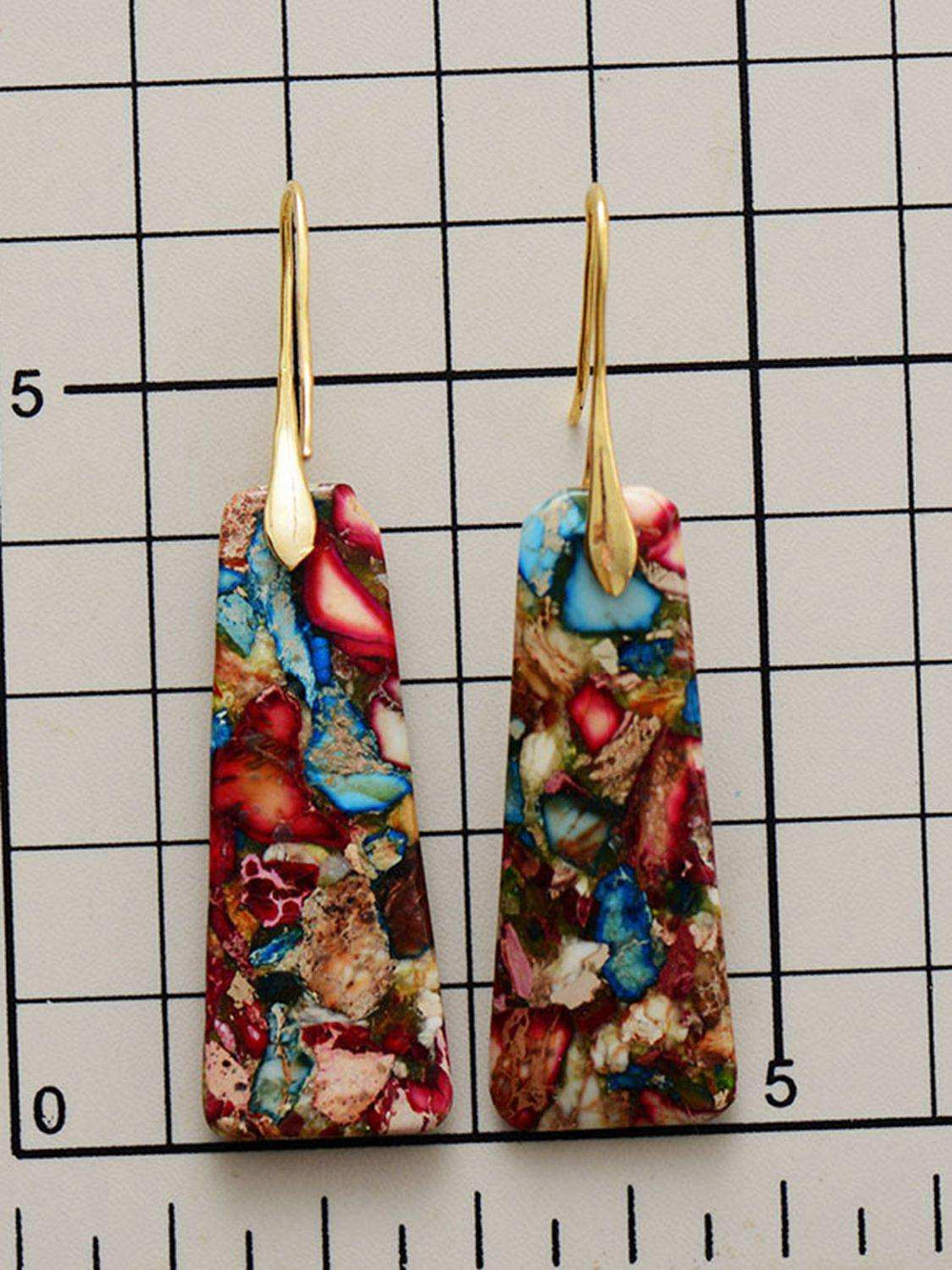 Geometrical Shape Imperial Jasper Dangle Earrings - Trendsi - Flyclothing LLC