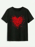 Heart Round Neck Short Sleeve T-Shirt - Trendsi - Flyclothing LLC