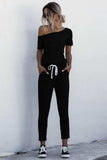 Asymmetrical Neck Tied Jumpsuit with Pockets - Trendsi - Flyclothing LLC