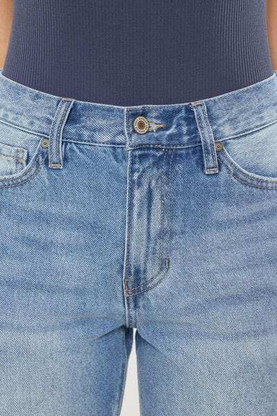 Kancan High Waist Chewed Up Straight Mom Jeans - Trendsi - Flyclothing LLC