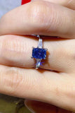 1 Carat Moissanite Platinum-Plated Rectangle Ring in Blue - Trendsi - Flyclothing LLC
