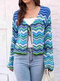 Striped Openwork Tied Cardigan - Trendsi - Flyclothing LLC