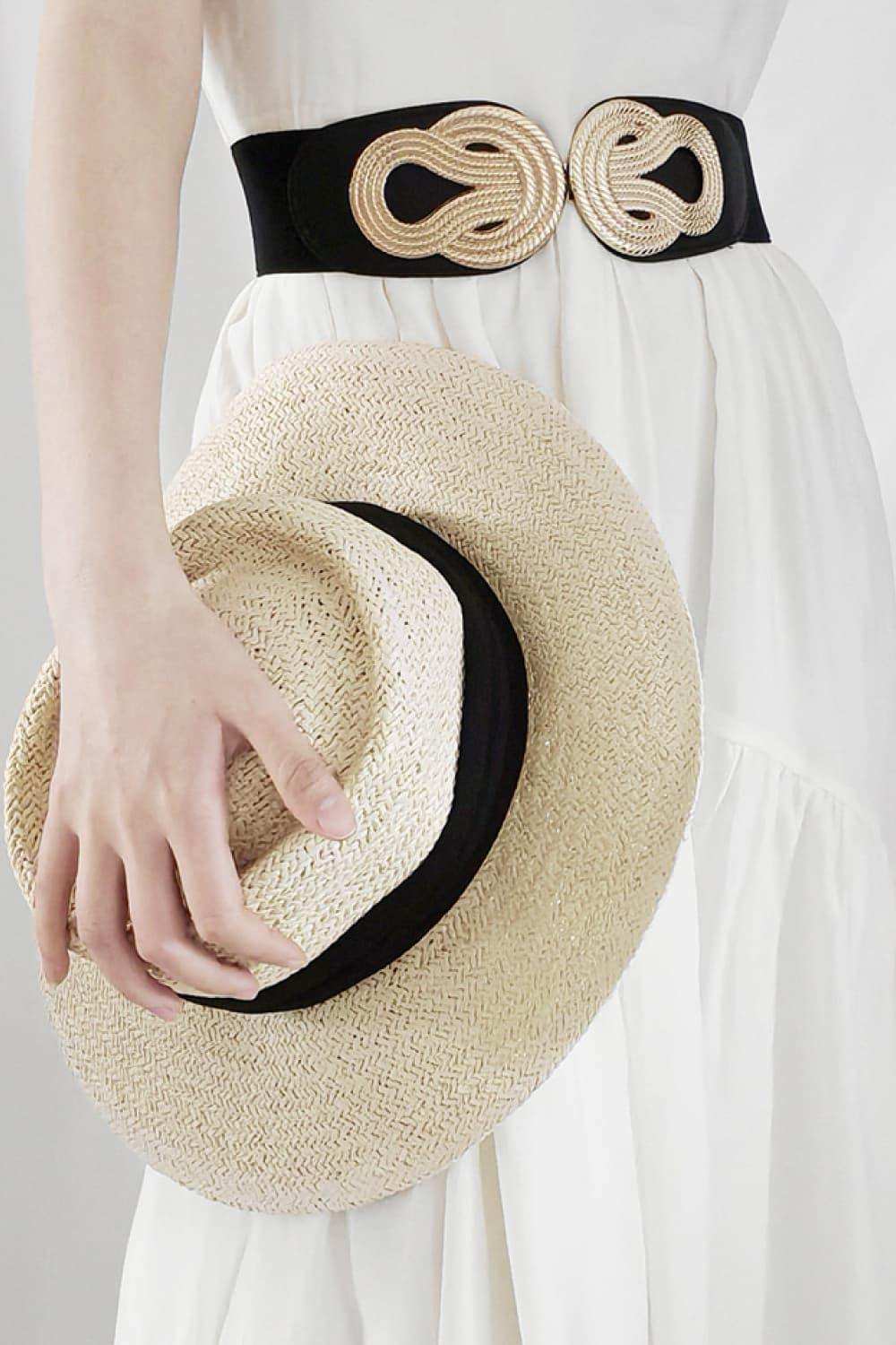 Twisted Alloy Buckle Wide Belt - Trendsi - Flyclothing LLC