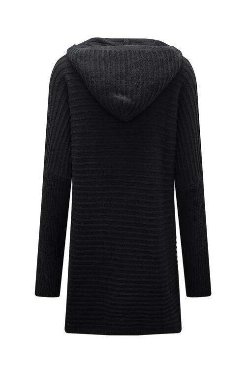 Open Front Longline Hooded Cardigan - Trendsi - Flyclothing LLC