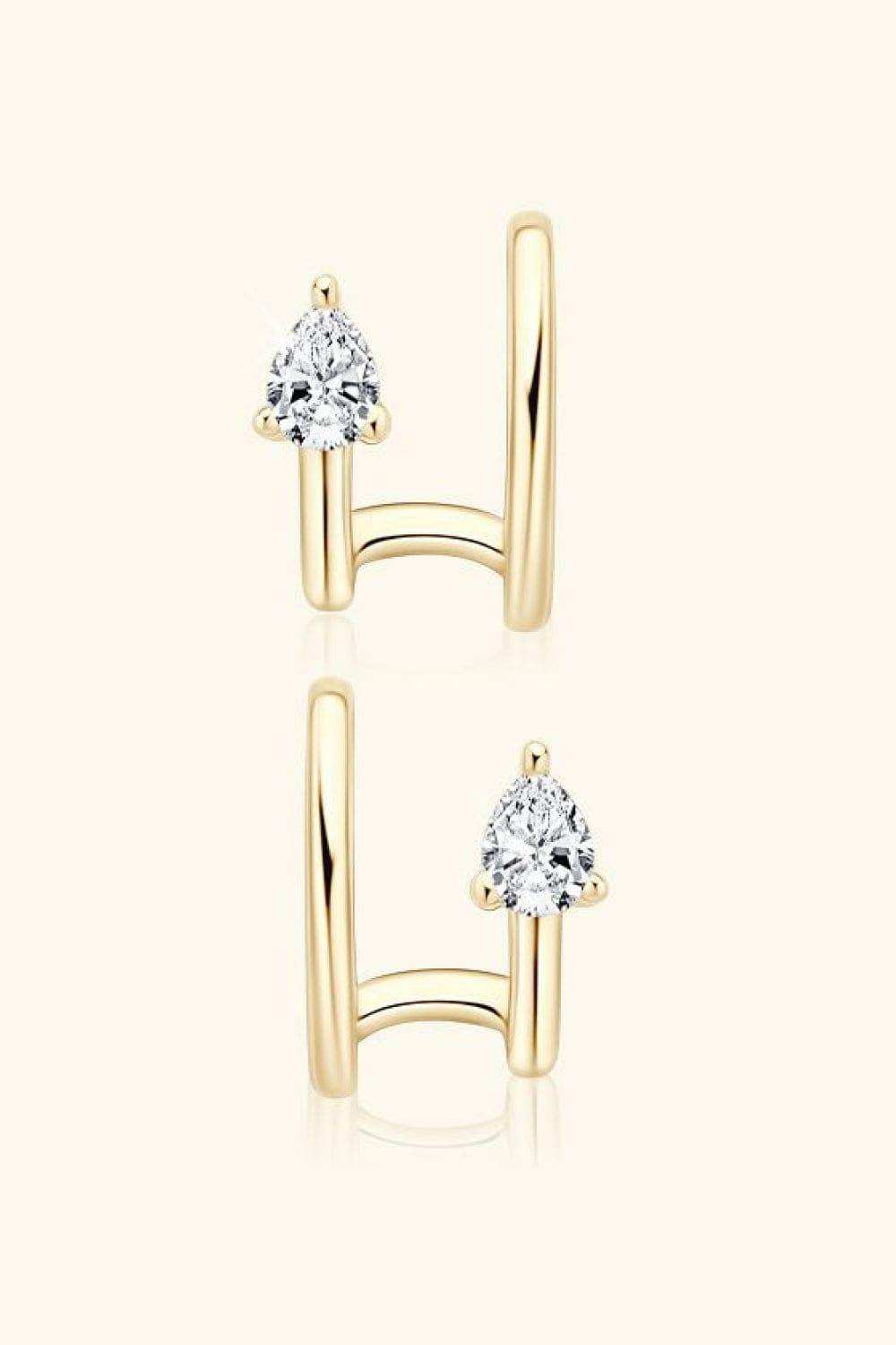 Moissanite 925 Sterling Silver Cuff Earrings - Trendsi - Flyclothing LLC