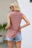 Notched Neck Curved Hem Eyelet Tank - Trendsi - Flyclothing LLC