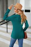 Cable-Knit Long Sleeve V-Neck T-Shirt - Trendsi - Flyclothing LLC