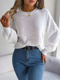 Round Neck Long Sleeve Sweater - Trendsi - Flyclothing LLC