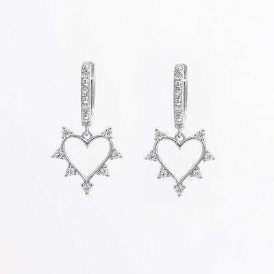 925 Sterling Silver Inlaid Zircon Heart Dangle Earrings - Trendsi - Flyclothing LLC