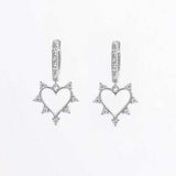 925 Sterling Silver Inlaid Zircon Heart Dangle Earrings - Trendsi - Flyclothing LLC