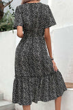 Leopard Print Short Sleeve Midi Dress - Trendsi - Flyclothing LLC
