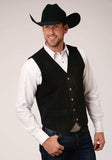 Roper Mens Black Suede Leather Vest With Western Front Yokes - Roper - Flyclothing LLC