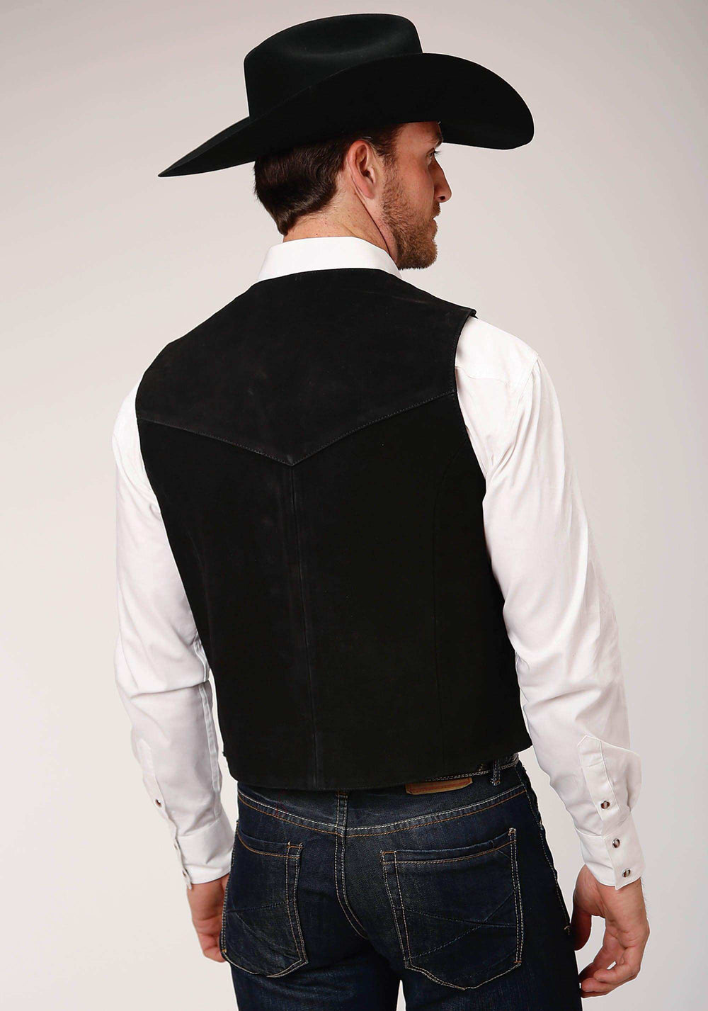 ROPER MENS BLACK SUEDE LEATHER VEST WITH FRONT YOKES BIG MAN FIT - Roper - Flyclothing LLC