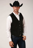 Roper Mens Black Suede Leather Vest With Buckle Tie Big Man Fit - Roper - Flyclothing LLC