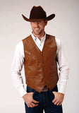 Roper Mens Brown Goat Nappa Leather Vest - Roper - Flyclothing LLC