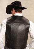 ROPER MENS BROWN LEATHER NOTCH COLLAR VEST - Roper - Flyclothing LLC