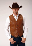 Roper Mens Brown Goat Nappa Leather Vest Tall Fit - Roper - Flyclothing LLC