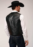 Roper Mens Black Leather Western Vest With Yokes - Roper - Flyclothing LLC