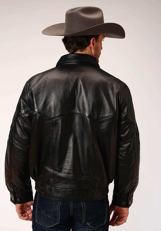 Roper Mens Black Leatherbomber Jacket Big Mans Fit - Roper - Flyclothing LLC