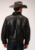 Roper Mens Black Leatherbomber Jacket Big Mans Fit - Roper - Flyclothing LLC