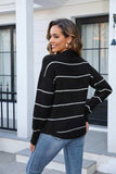 Striped Round Neck Long Sleeve Sweater - Trendsi - Flyclothing LLC