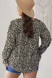 Plus Size Floral Flounce Sleeve Tie-Neck Blouse - Trendsi - Flyclothing LLC