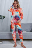 Tie-Dye Crewneck Top and Drawstring Waist Joggers Lounge Set - Trendsi - Flyclothing LLC