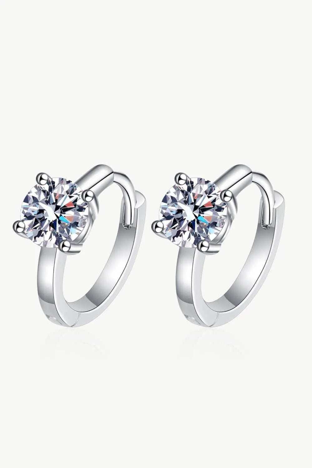 1 Carat Moissanite Huggie Earrings - Trendsi - Flyclothing LLC