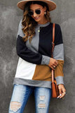Color Block Round Neck Sweatshirt - Trendsi - Flyclothing LLC