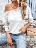 Eyelet Dropped Shoulder Blouse - Trendsi - Flyclothing LLC