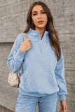 Quarter Zip Dropped Shoulder Sweatshirt - Trendsi - Flyclothing LLC
