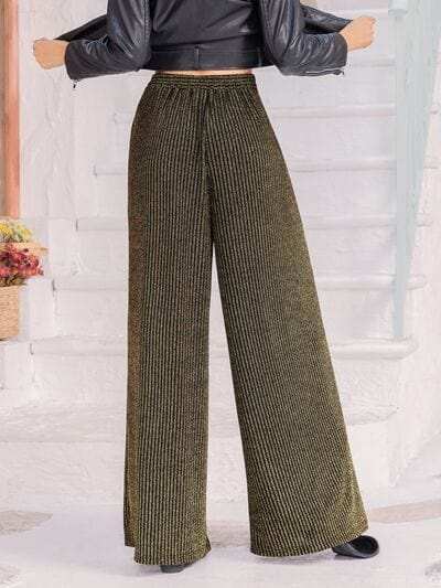 Ribbed Tied Wide Leg Pants - Trendsi - Flyclothing LLC