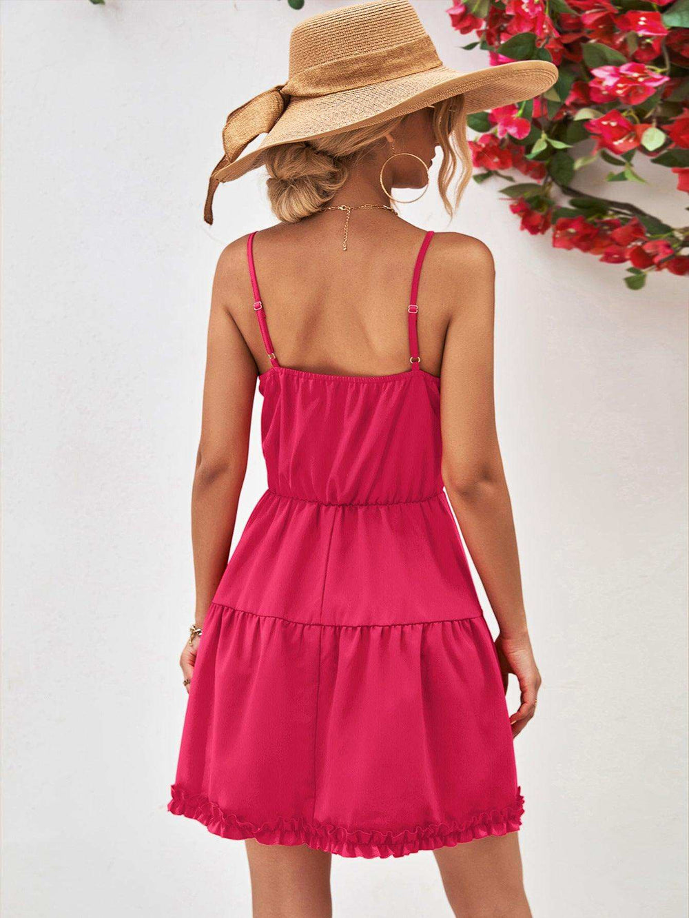 Frill Trim Spaghetti Strap Mini Dress - Trendsi - Flyclothing LLC