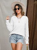 Openwork Round Neck Raglan Sleeve Sweater - Trendsi - Flyclothing LLC