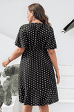Plus Size Polka Dot Flutter Sleeve Dress - Trendsi - Flyclothing LLC