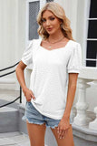 Eyelet Short Sleeve T-Shirt - Trendsi - Flyclothing LLC