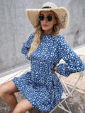 Printed Long Sleeve Tiered Dress - Trendsi - Flyclothing LLC