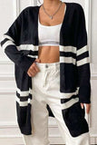 Striped Open Front Dropped Shoulder Cardigan - Trendsi - Flyclothing LLC
