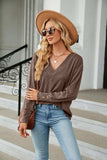 V-Neck Long Sleeve T-Shirt - Trendsi - Flyclothing LLC