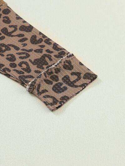 Half Button Leopard Collared Neck Blouse - Trendsi - Flyclothing LLC