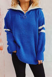 Quarter Zip Striped Dropped Shoulder Sweater - Trendsi - Flyclothing LLC