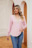 Contrast Flounce Sleeve Blouse - Trendsi - Flyclothing LLC