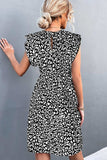Leopard Round Neck Mini Dress - Trendsi - Flyclothing LLC