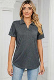 Johnny Collar Short Sleeve Blouse - Trendsi - Flyclothing LLC